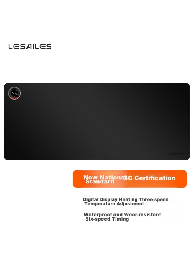 Lesailes New National Standard 3c Certified Digital Heating Mouse Pad Large Size Intelligent Heating Office Computer Hand Warmer Desk Pad Black 800*330*1.8mm - Image 1