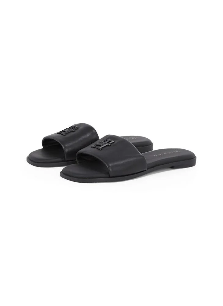 تومي هيلفيغر Logo Hardware Leather Mule