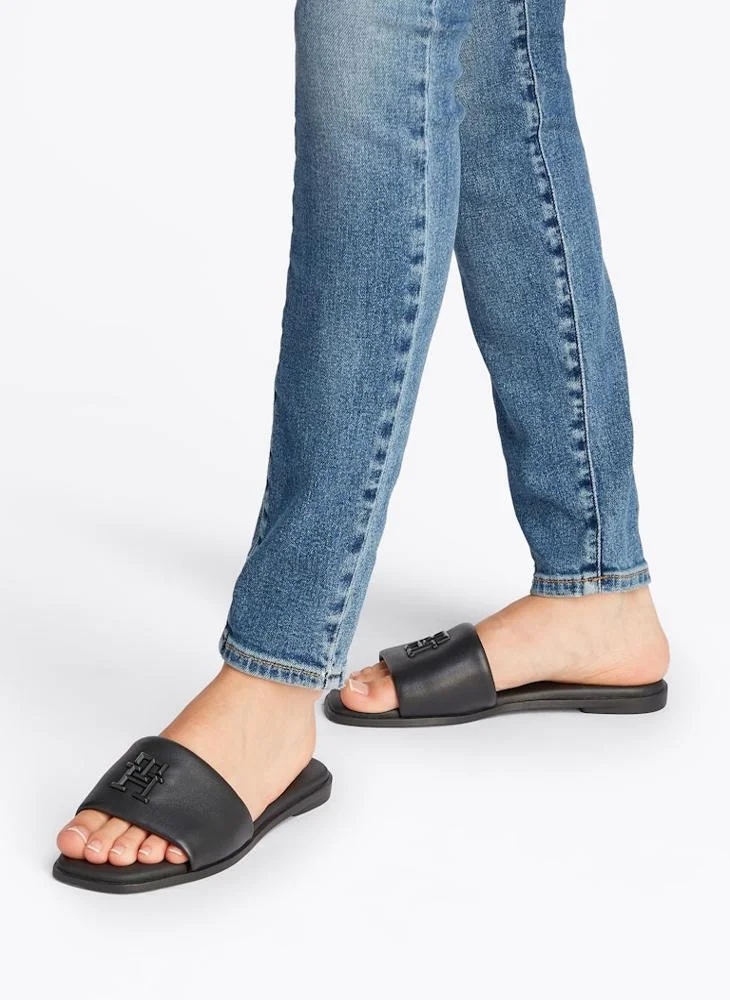 تومي هيلفيغر Logo Hardware Leather Mule