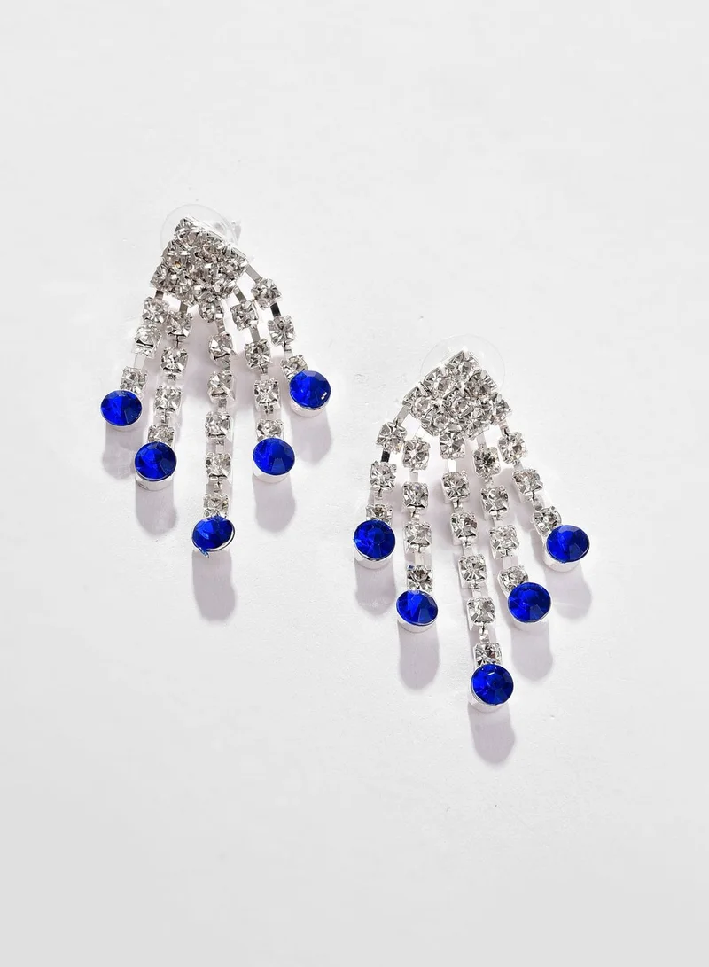 SOHI Silver Plated Designer Stone Necklace and Earring Set