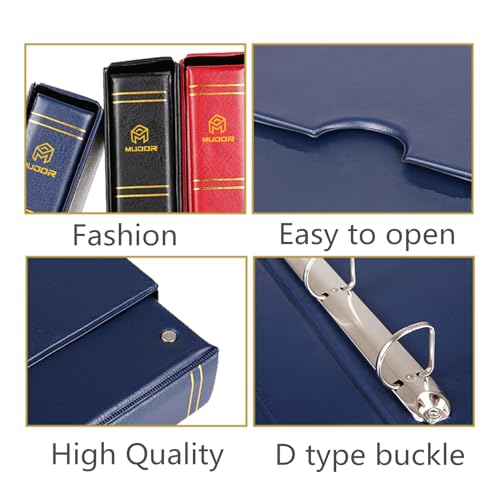 MUDOR Empty Stamp Albums Stockbook for Professional Collectors, Classic Binder with Slipcase (Blue) - Image 3