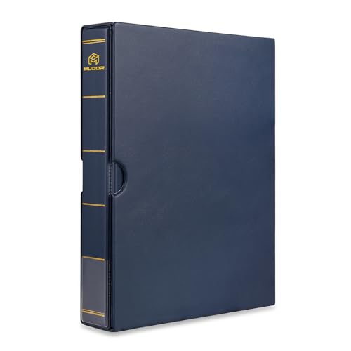 MUDOR Empty Stamp Albums Stockbook for Professional Collectors, Classic Binder with Slipcase (Blue) - Image 1
