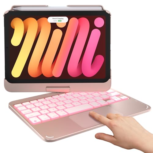 typecase Keyboard Case for iPad mini 7 (2024) & Mini 6 (2021) - Wireless Case with Keyboard for iPad mini 7th 6th Generation 8.3" - 10 Colors Backlit Keyboard Cover with Trackpad - Rose Gold - Image 1