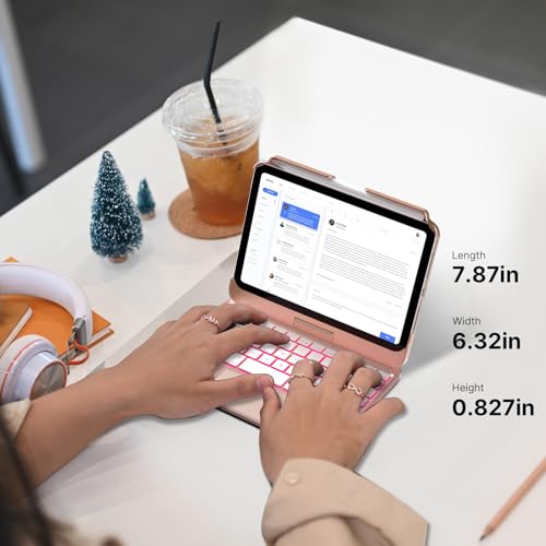 typecase Keyboard Case for iPad mini 7 (2024) & Mini 6 (2021) - Wireless Case with Keyboard for iPad mini 7th 6th Generation 8.3" - 10 Colors Backlit Keyboard Cover with Trackpad - Rose Gold - Image 5