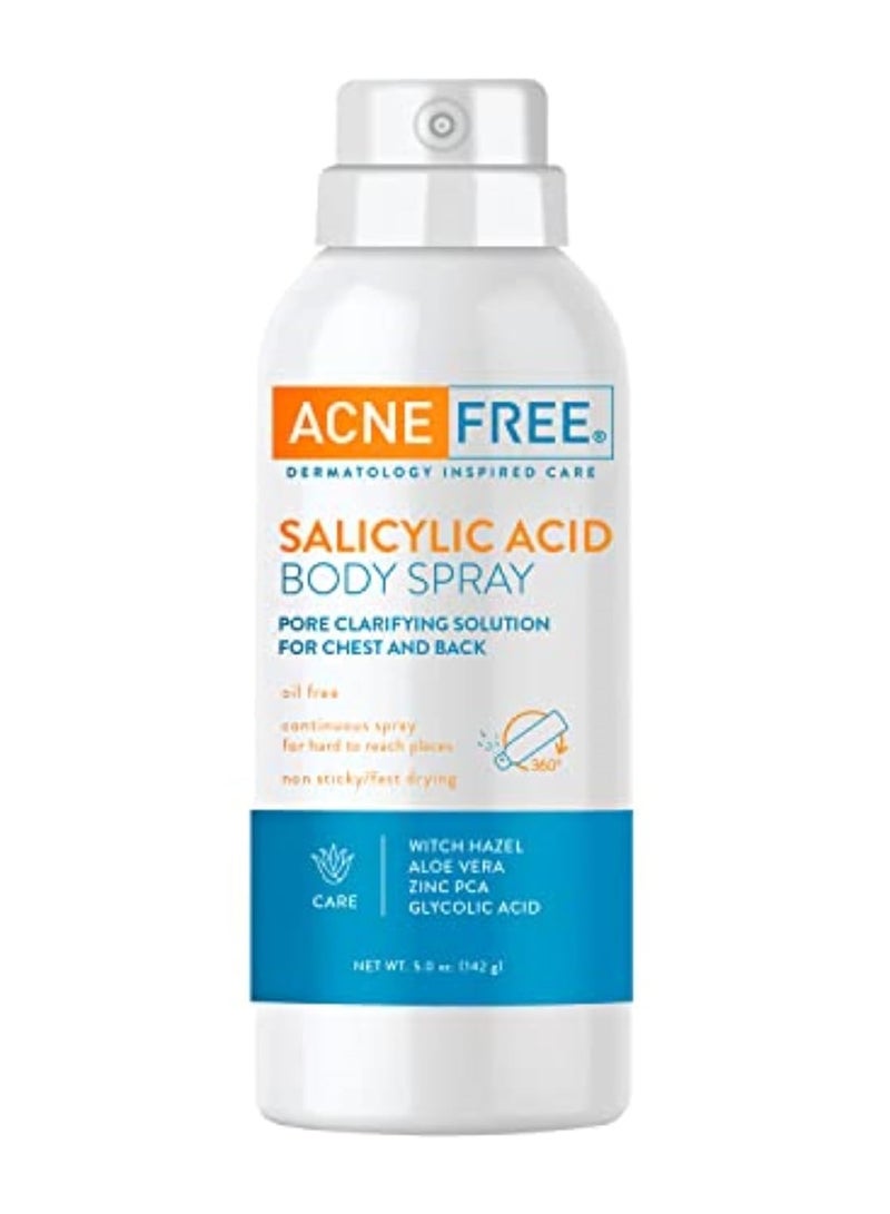AcneFree Salicylic Acid Body Spray, Pore Clarifying Solution for chest and back, 5 Ounce - Image 1