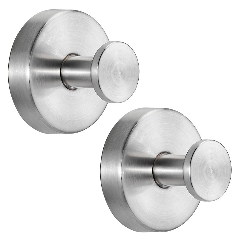 Fenas Suction Cup Hooks for Shower No-Drill Bathroom Hooks for Towels, Robes, Loofah Mountable on Bathroom Walls, Kitchen, Glass, Mirrors, Tile and Smooth,Non-Porous Surfaces (2, Brushed Nickel) - Image 1