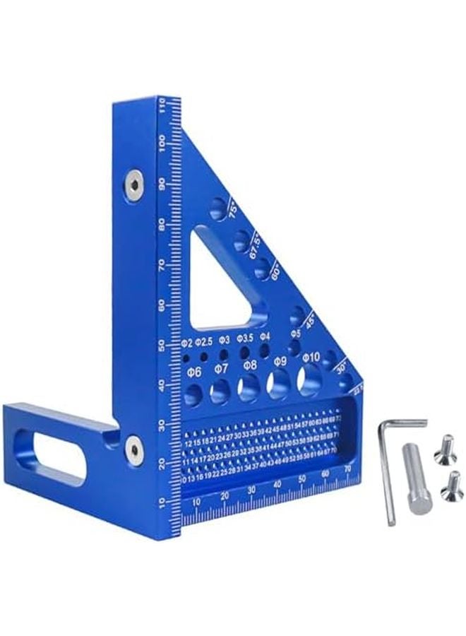 Blue Aluminum Alloy Woodworking Square Ruler 22 5 90 Degree Protractor Multi Angle Measuring Tool - Image 2