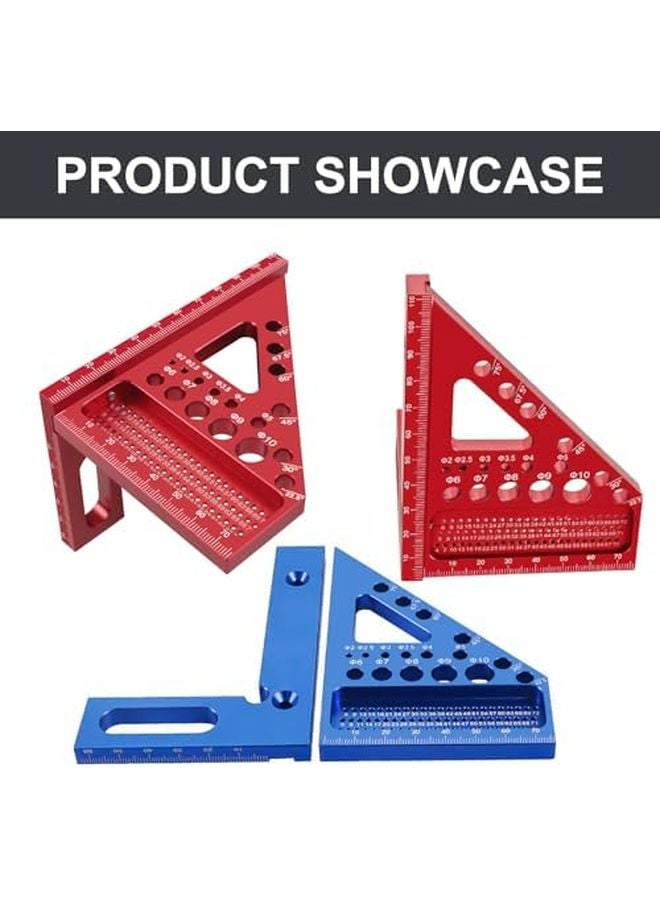 Blue Aluminum Alloy Woodworking Square Ruler 22 5 90 Degree Protractor Multi Angle Measuring Tool - Image 4