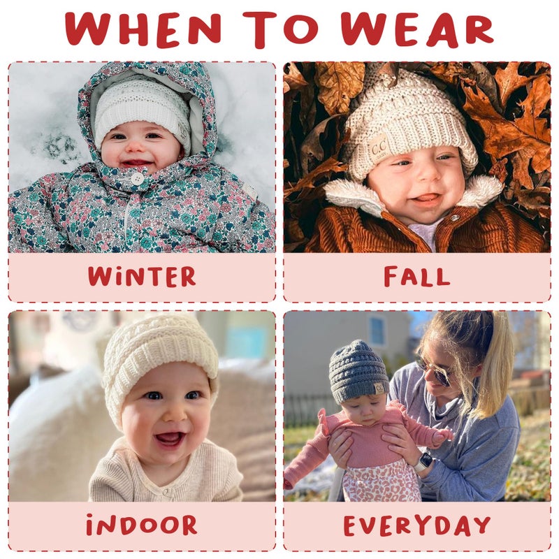 Funky Junque Baby Winter Hat â€“ Cute Newborn Beanie, Infant Girl Hats 0â€“12 Months, Baby Beanies for Boys & Girls, Cozy Warm Stocking Stuffer Gift: 2 Pack - Black & Heather Grey - Image 3