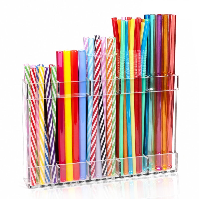 NTIERA New Upgrade 9.5" Large Acrylic Straw Holder for Cabinet Door-Reusable Tumbler Straw Organizer Storage,Small Kitchen Organizers and Storage Accessories Container,Ultra Sticky Cupboard Door Mounted - Image 1