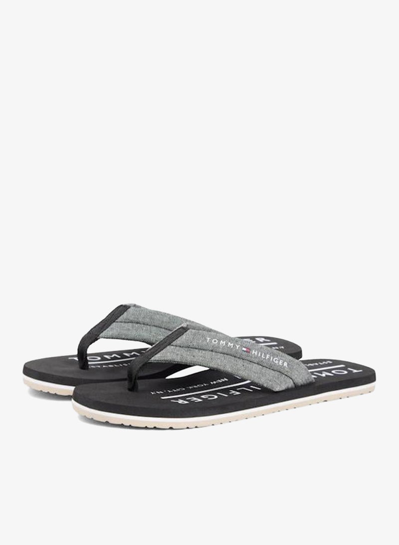 TOMMY HILFIGER Pure Linen Chambray Jacquard Flip-Flops - Image 4