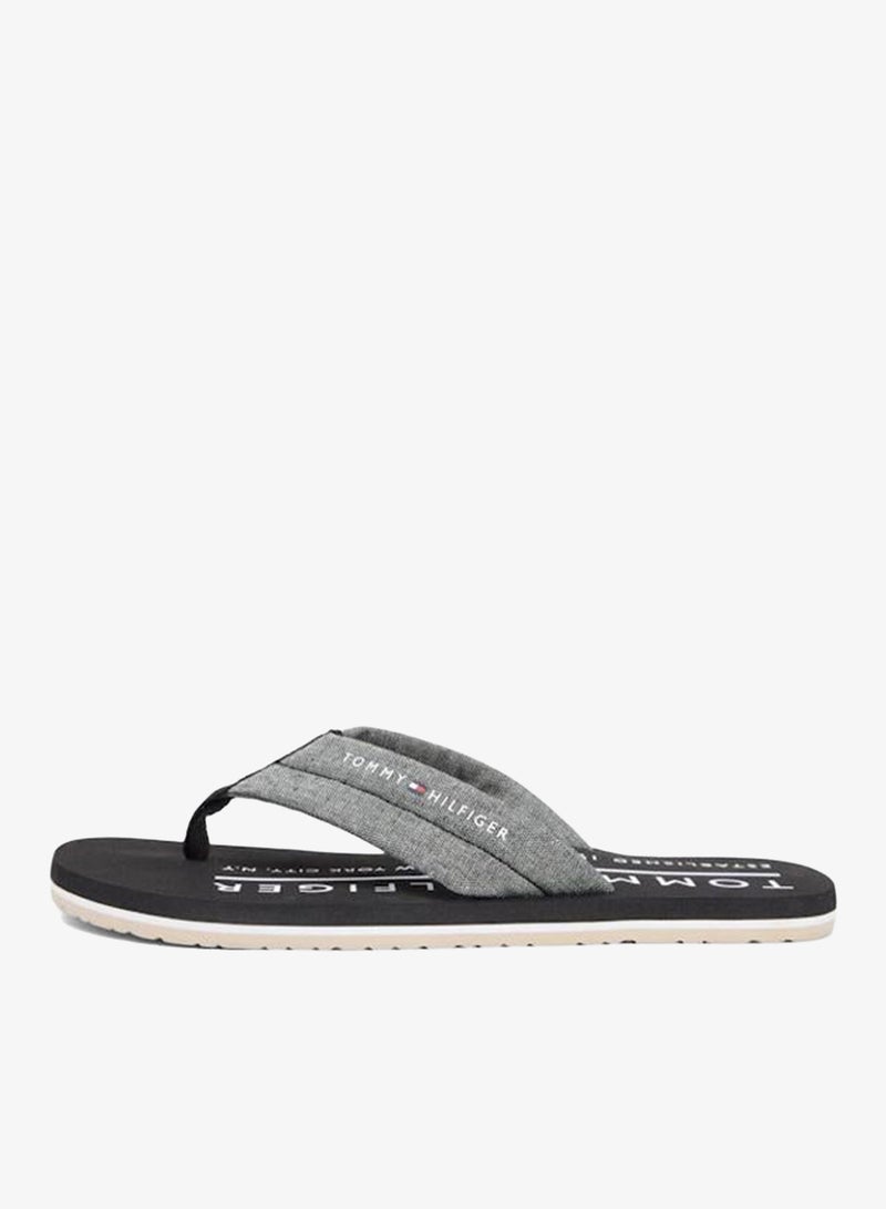 TOMMY HILFIGER Pure Linen Chambray Jacquard Flip-Flops - Image 2