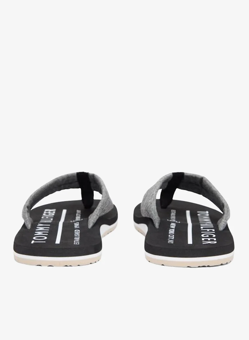 Tommy Hilfiger Black Pure Linen Chambray Jacquard Flip-Flops for Men | Best Price UAE