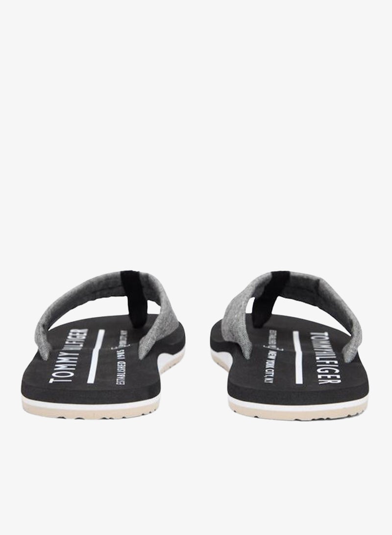 TOMMY HILFIGER Pure Linen Chambray Jacquard Flip-Flops - Image 3