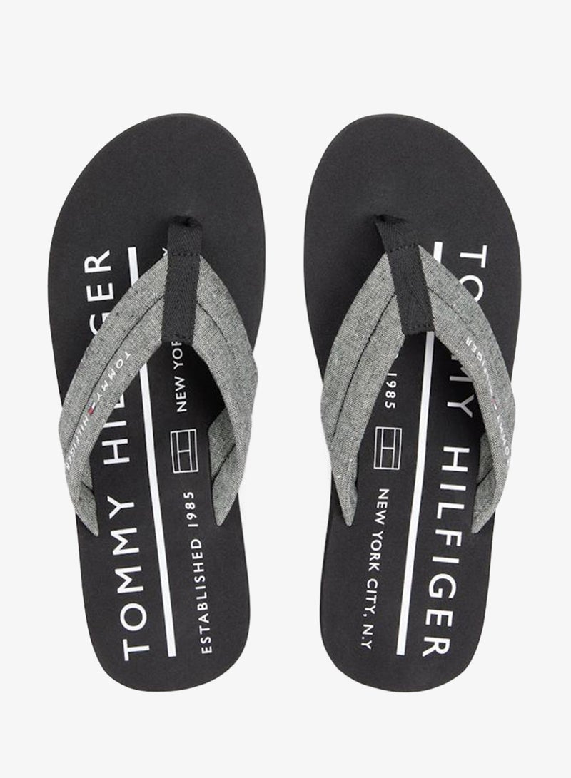 TOMMY HILFIGER Pure Linen Chambray Jacquard Flip-Flops - Image 5