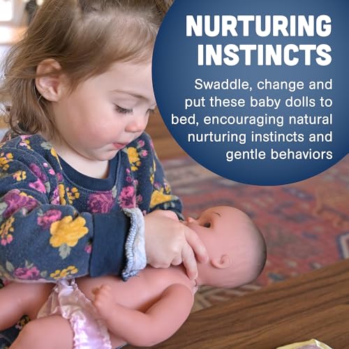 Constructive Playthings Tender Touch 12" H Multicultural Baby Doll Toys Set with Blankets, Headbands, and Panties, Set of 4 Diverse Baby Dolls for Kids, Multicolor - Image 5