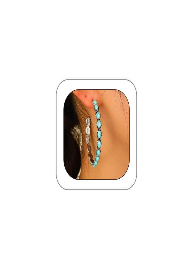 CSIYANJRY99 Boho Western Rodeo Turquoise Earrings Vintage Western Jewelry for Women Cowgirl Country Concert Rodeo Jewelry Outfits for Women (G:Hoop) - Image 1