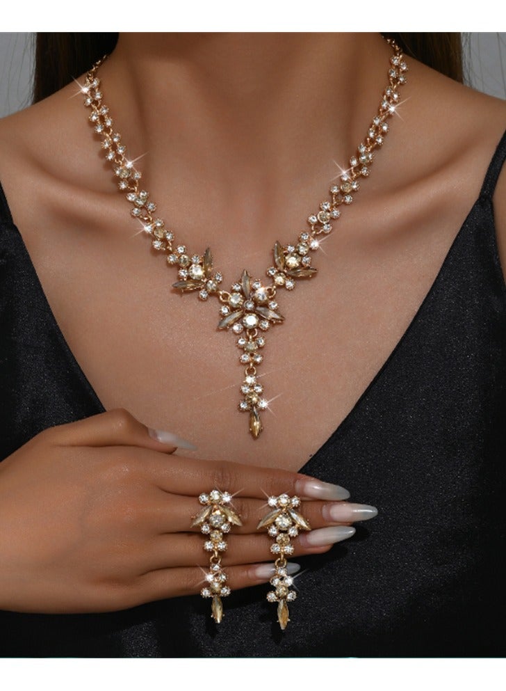 Women' s necklace, earring, bracelet, three piece set of jewelry accessories, suitable for wearing at banquets, parties, and daily life  - Image 1