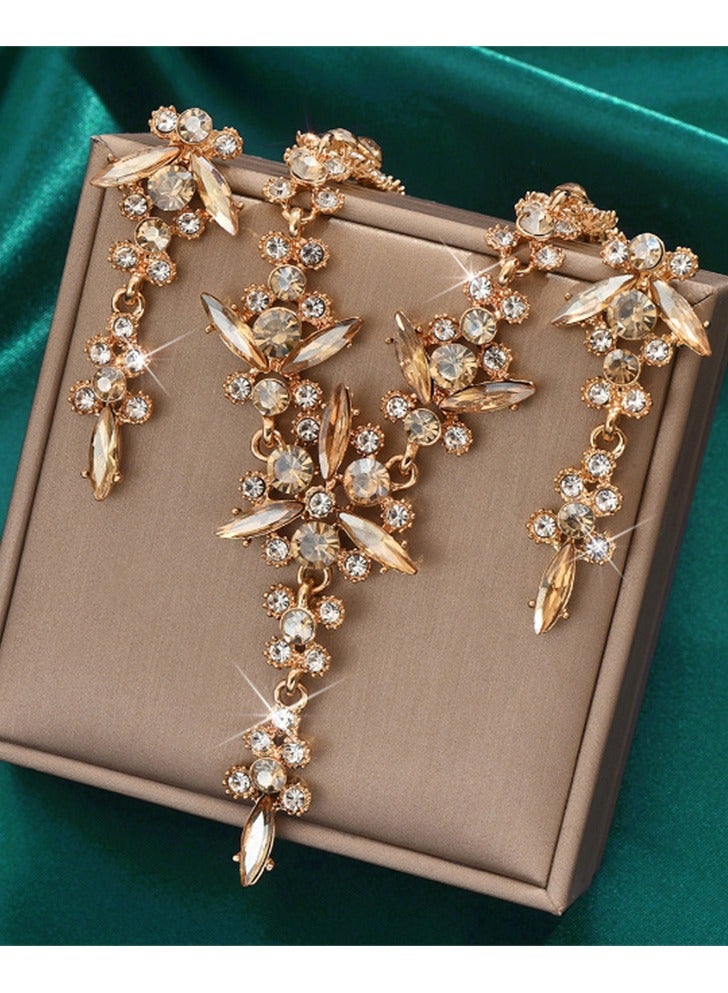 Women' s necklace, earring, bracelet, three piece set of jewelry accessories, suitable for wearing at banquets, parties, and daily life  - Image 3