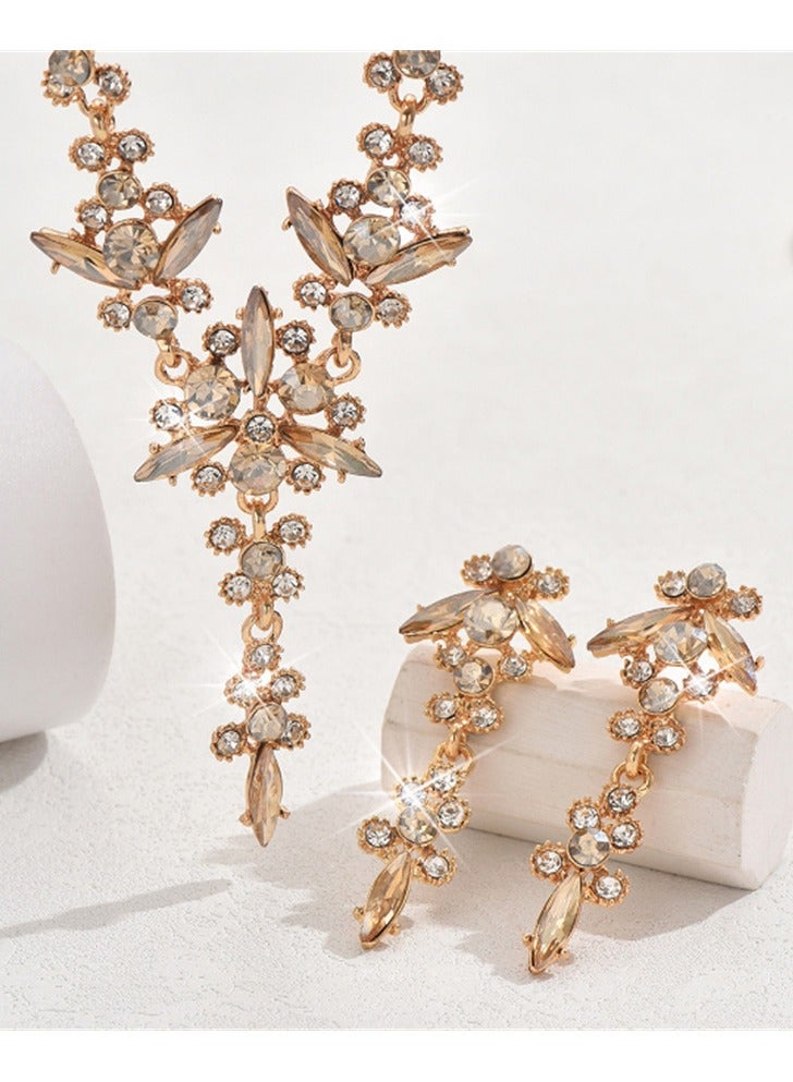 Women' s necklace, earring, bracelet, three piece set of jewelry accessories, suitable for wearing at banquets, parties, and daily life  - Image 2