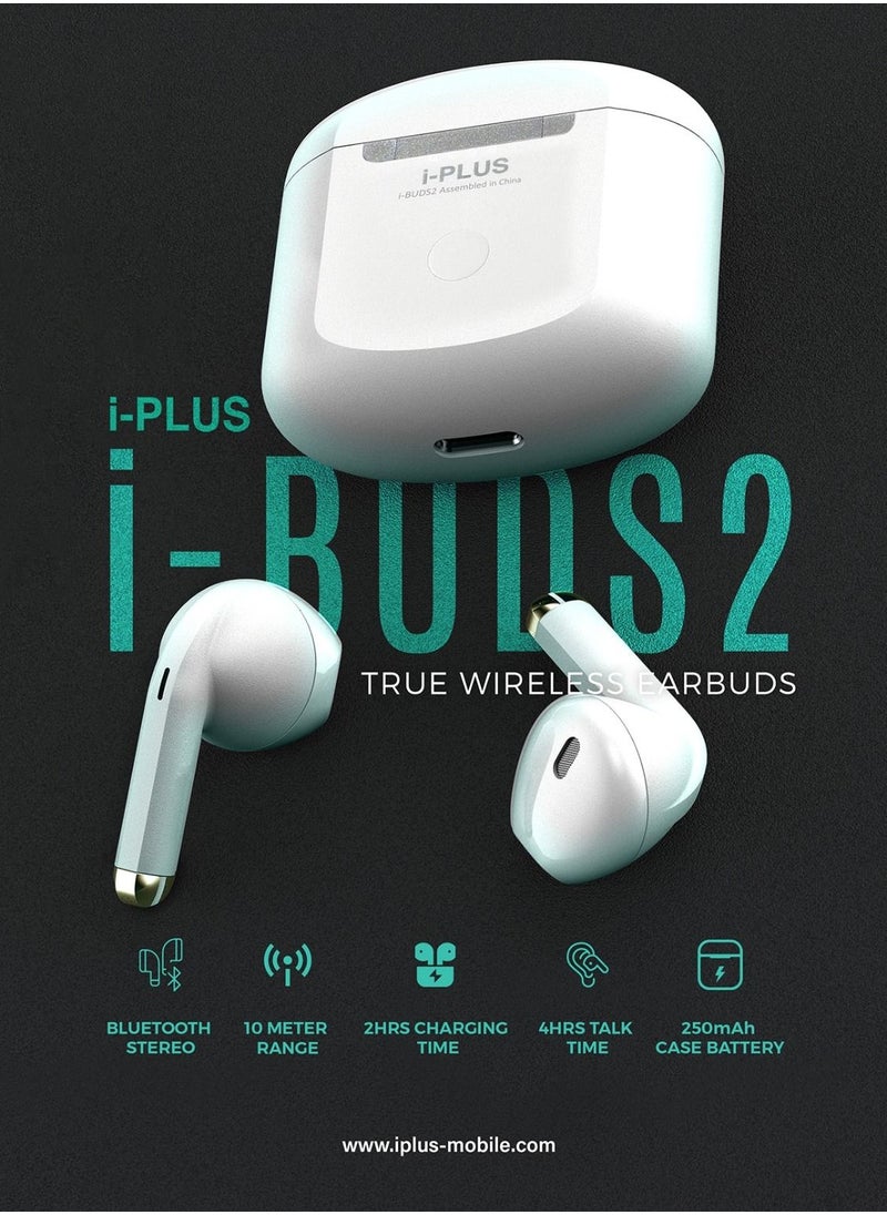 iplus i-PLUS | i-BUDS 2 Bluetooth TWS In-Ear Earphones With Charging Case White  - Image 2