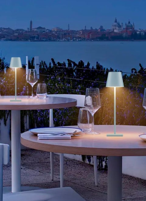 LED Rechargeable High-Foot Table Lamp Atmosphere Lamp Night Light, Infinite 3-Tone Lighting, Type-C Interface
