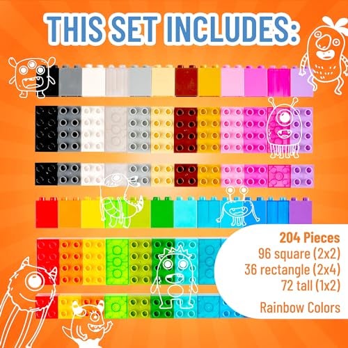 Strictly Briks Compatible with Lego Duplo Classic Big Briks Building Blocks Set - Boosts Imagination & Toddler Blocks - Durable Play & Brick Building Set - 204 Pieces, 24 Colors, Ages 3+ - Image 3