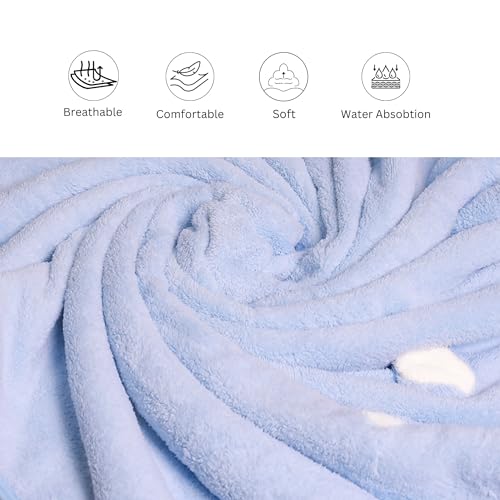 THE LITTLE LOOKERS Microfiber Kids Bath and Hand Towel|Quick Dry| Super Absorbent| Super Soft Rabbit Bath Towel for Babies|Toddler(SkyBlue,Pack of 2) - Image 3