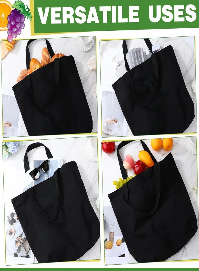 Epakh 10 Pack Canvas Tote Bag with Zipper - Bulk Reusable Large Blank Cotton Grocery Shopping Tote for Women Men DIY Crafting, Black, 19.7 x 3.9 x 15.8 Inch - Image 4