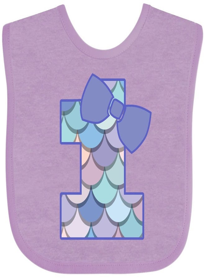 inktastic 1st Birthday Mermaid 1 Year Old Baby Bib Lavender 39a4f - Image 1