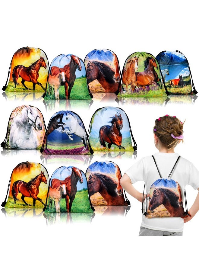 Saintrygo Saintrygo 30 Pcs Horse Themed Party Supplies Horse Birthday Favor Bags Horse Drawstring Bag Goodie Candy Bags  - Image 1