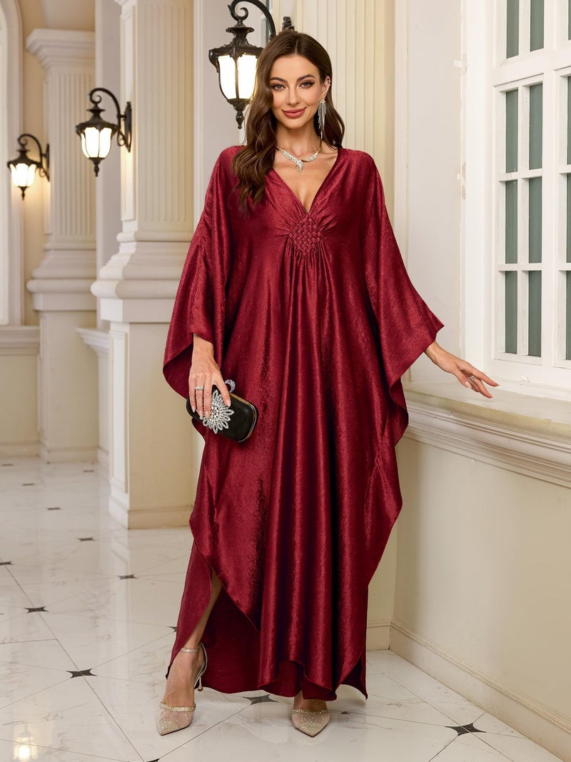 RanRui Women's Turkish caftan Silk Wrinkle Ethnic Print kaftans Floral Print Over Sized Caftans Lounge wear 19092 (8784-3) - Image 4