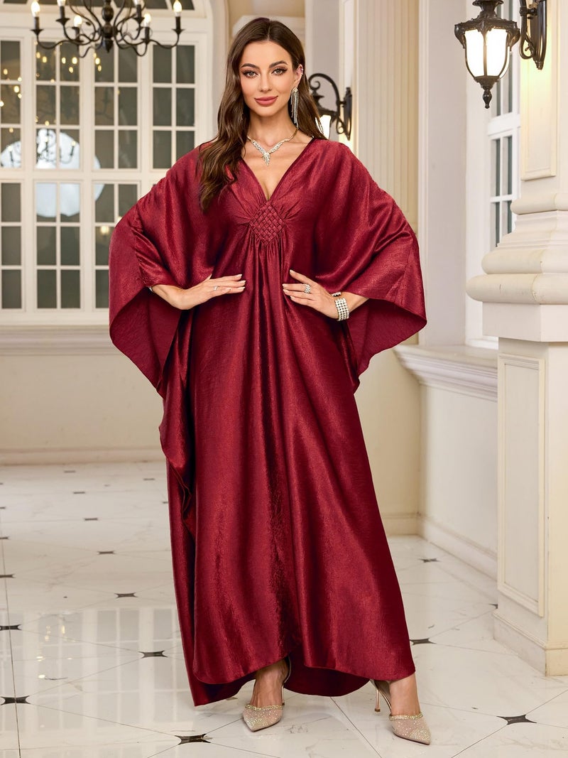 RanRui Women's Turkish caftan Silk Wrinkle Ethnic Print kaftans Floral Print Over Sized Caftans Lounge wear 19092 (8784-3) - Image 5