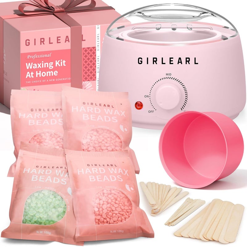 Waxing Kit for Women and Men GIRLEARLE Wax Warmer Hair Removal at Home with Beads Multiple Formulas Target Different Types of Sensitive Skin Body Brazilian Bikini Eyebrow Facial