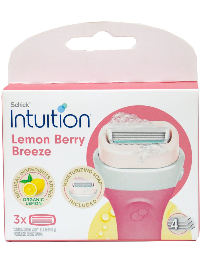 schick - Schick Intuition Lemon Berry Breeze Refill Blade Cartridges for Women Pack of 3 - Image 1