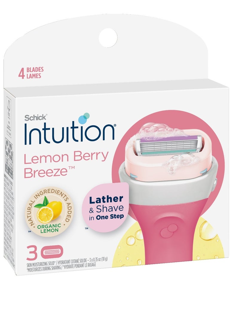 schick - Schick Intuition Lemon Berry Breeze Refill Blade Cartridges for Women Pack of 3 - Image 1