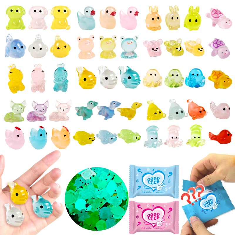 CIYOJA 50 Pcs Mystery Bag Easter Day Gifts for Kids Mini Resin Animals Glow in The Dark Figurines Mini Figures Blind Bags for DIY Crafts Fairy Garden Decor Dollhouse Accessories Party Favors - Image 3
