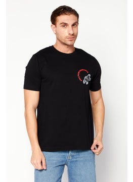 DIESEL Men Crew Neck Short Sleeve Graphic Print T Shirt, Black  - Image 1