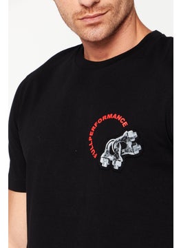 DIESEL Men Crew Neck Short Sleeve Graphic Print T Shirt, Black  - Image 2