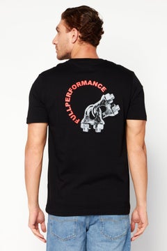DIESEL Men Crew Neck Short Sleeve Graphic Print T Shirt, Black  - Image 4