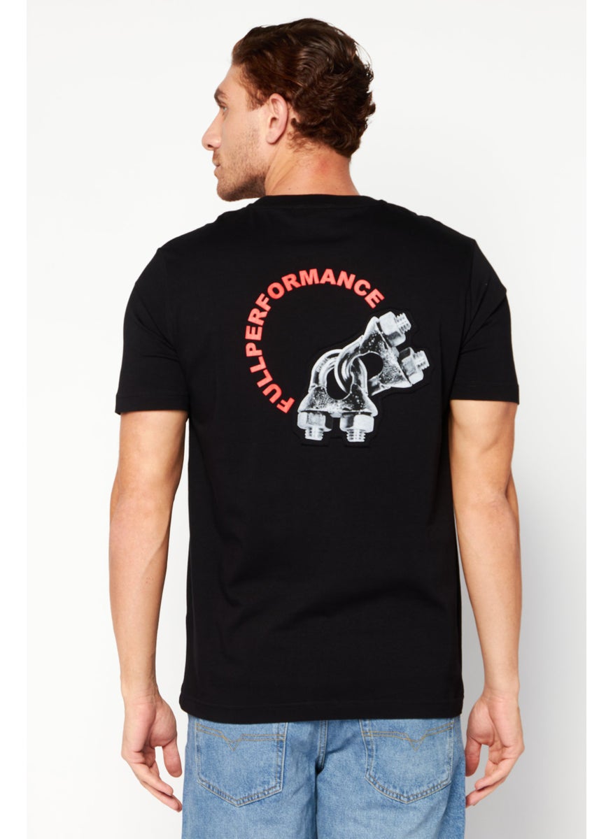DIESEL Men Crew Neck Short Sleeve Graphic Print T Shirt, Black  - Image 4