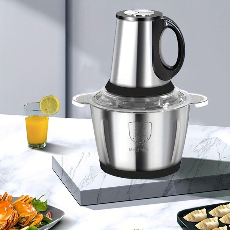 4tens 4tens Stainless Steel Electric Meat Grinders with Bowl Heavy for Kitchen Food Chopper Vegetable Fruit Mixer Blender Chopper Juicer for OnionNuts Blender Meat Grinder Steel with Handle 2ltr 2 LTR  - Image 1