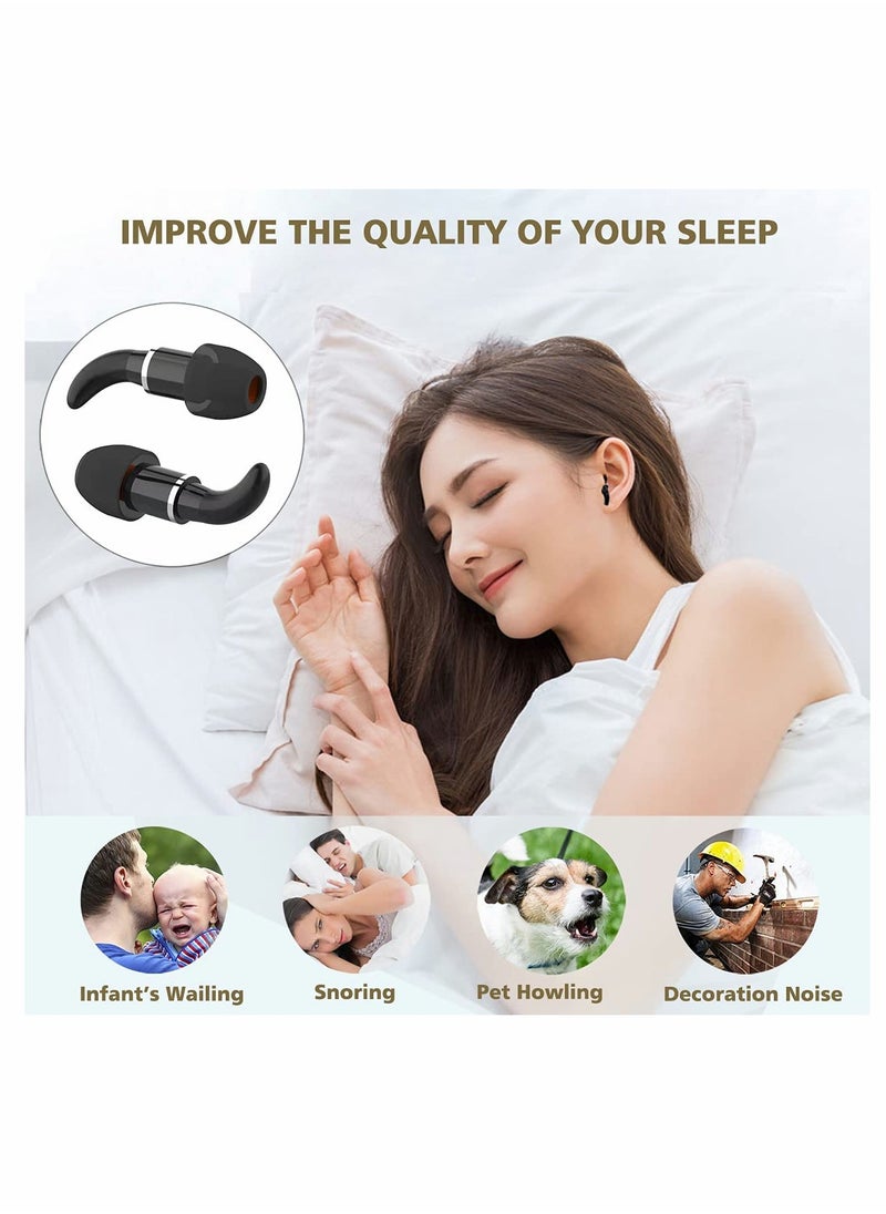 KASTWAVE - Noise Reduction Earplugs(4-Layer),Super Soft, Reusable Hearing Protection in Flexible Silicone for Sleeping,Working,Concerts,Travel,6 Pair Soft Ear Tips for 32dB-35dB Noise Cancelling - Black - Image 1