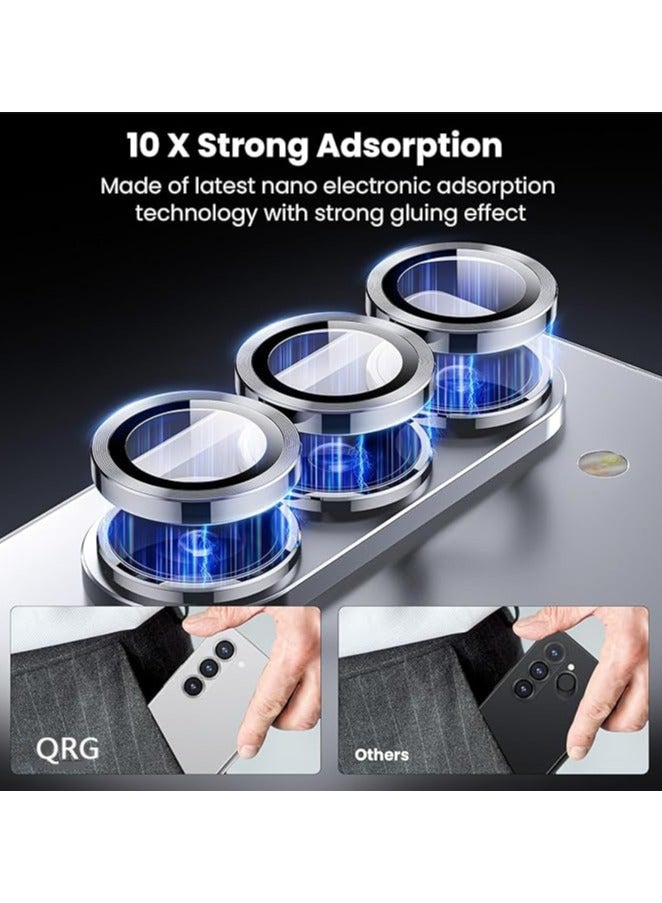 اليشمك واقي عدسة الكاميرا متوافق مع هاتف Samsung Galaxy Z Fold6، غطاء عدسة الكاميرا المصنوع من الزجاج المقوى بنمط نسيج معدني لهاتف Galaxy Z Fold6 5G 【كابل CD معدني】 - فضي - Image 4