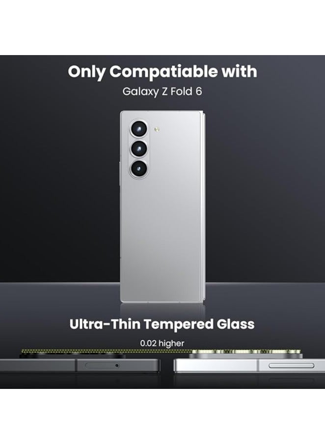 اليشمك واقي عدسة الكاميرا متوافق مع هاتف Samsung Galaxy Z Fold6، غطاء عدسة الكاميرا المصنوع من الزجاج المقوى بنمط نسيج معدني لهاتف Galaxy Z Fold6 5G 【كابل CD معدني】 - فضي - Image 5