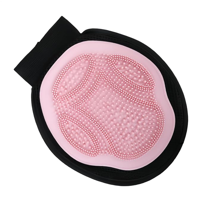 Pet Grooming Glove For Dog Bath Cleaning Long Short Hair Indoor Outdoor Use Pink - Image 1