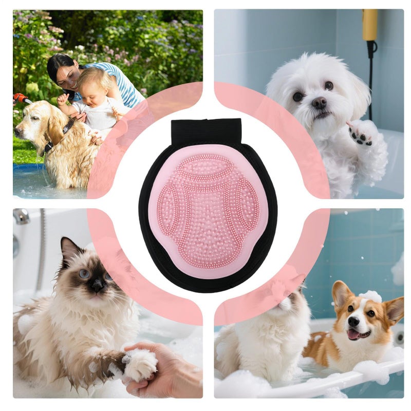 Pet Grooming Glove For Dog Bath Cleaning Long Short Hair Indoor Outdoor Use Pink - Image 5