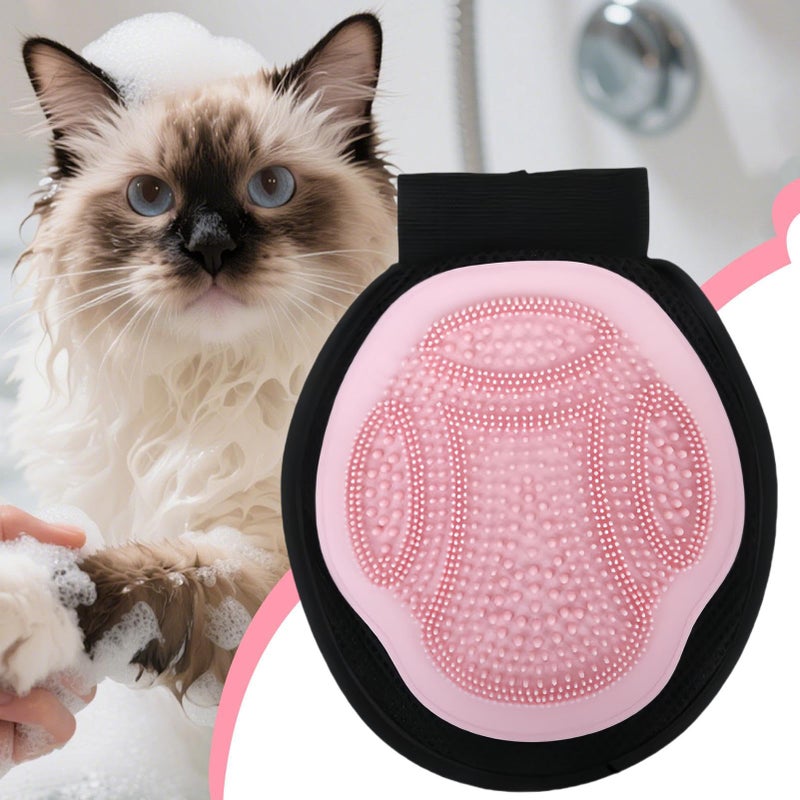 Pet Grooming Glove For Dog Bath Cleaning Long Short Hair Indoor Outdoor Use Pink - Image 3