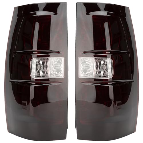 Tail Light Assembly Compatible With 20072014 Chevy TahoeSuburban Driver and Passenger Side Smoke Red Rear Brake Lamps With Bulb Inside And Wiring Harness Replaces GM2800196 25862701 22837923