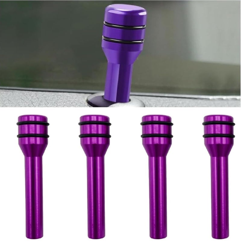 AutoBizarre Car Door Lock Knobs Aluminum Alloy Inner Door Lock Pull Pins for Car Decoration Universal for All Cars (Purple) - Image 1